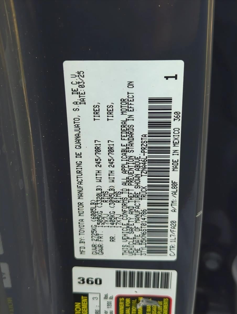 2025 Toyota Tacoma 4WD 4WD SR Double Cab 5' Bed AT (GS)