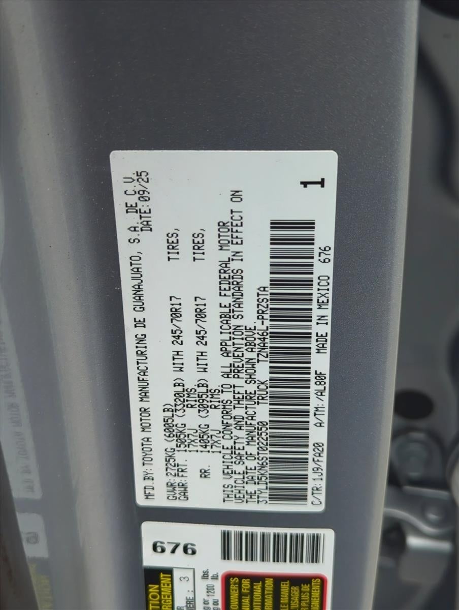 2025 Toyota Tacoma 4WD 4WD SR Double Cab 5' Bed AT (GS)