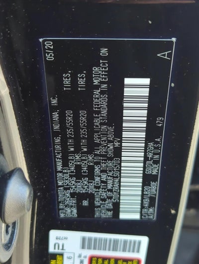 2020 Toyota Highlander Limited FWD (GS)