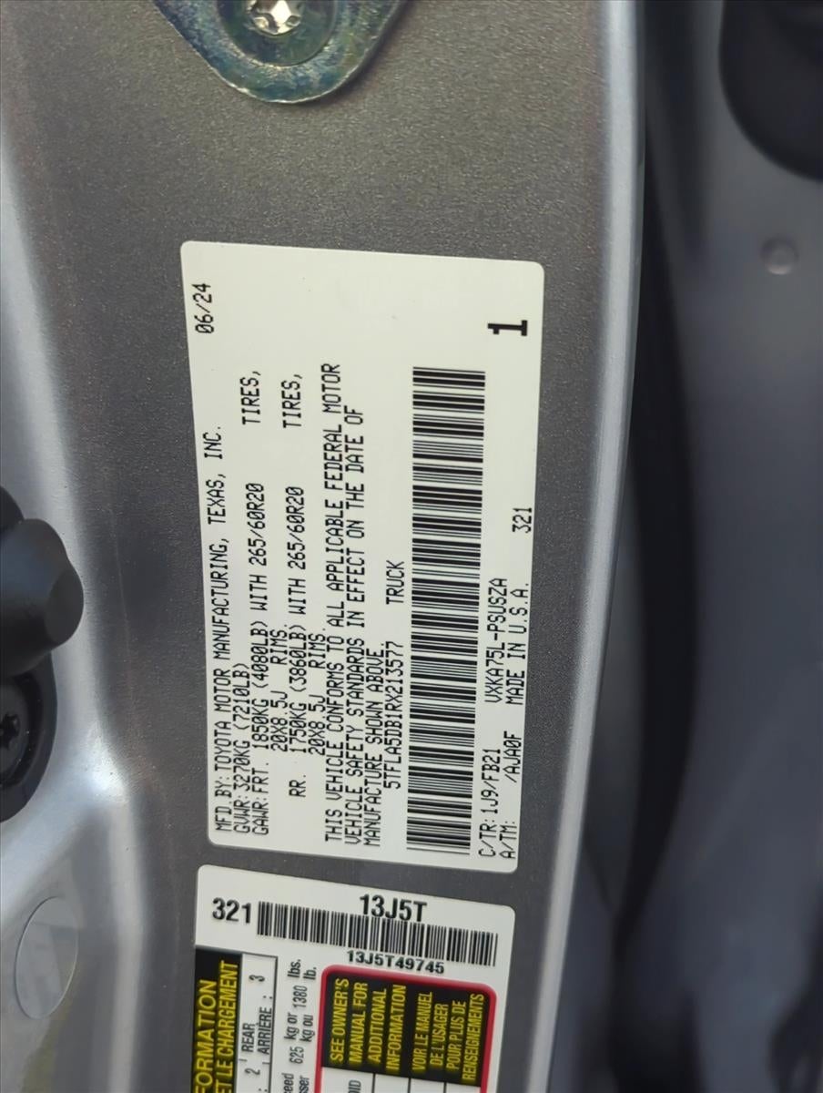 2024 Toyota Tundra 4WD 4WD SR5 CrewMax 5.5' Bed (Natl)