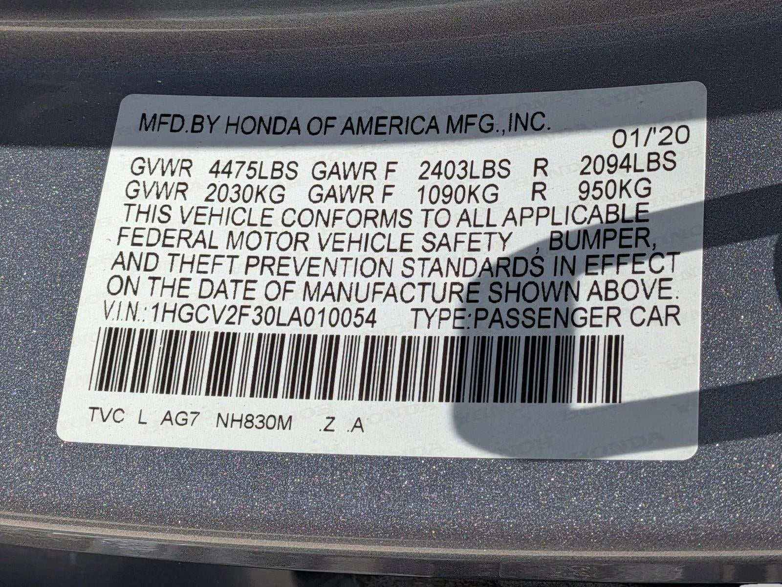 2020 Honda Accord Sedan Sport 2.0T Automatic