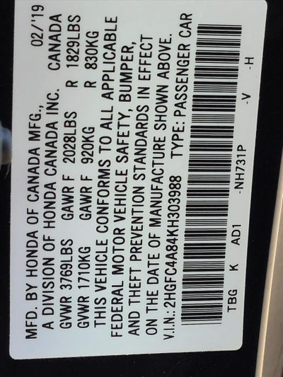 2019 Honda Civic Coupe Sport Manual
