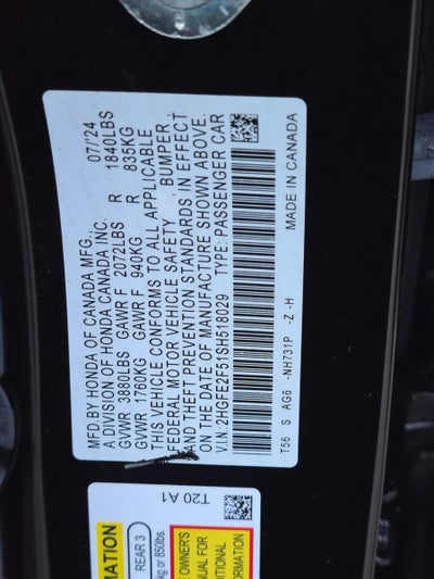 2025 Honda Civic Sedan Sport CVT