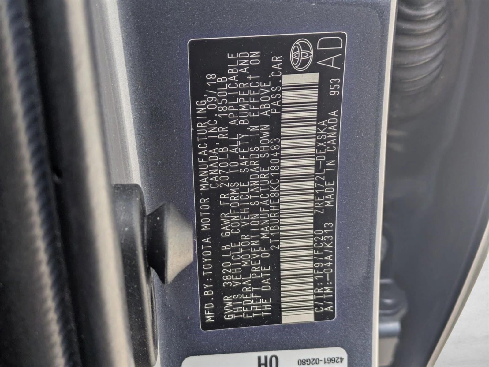 2019 Toyota Corolla SE CVT (Natl)