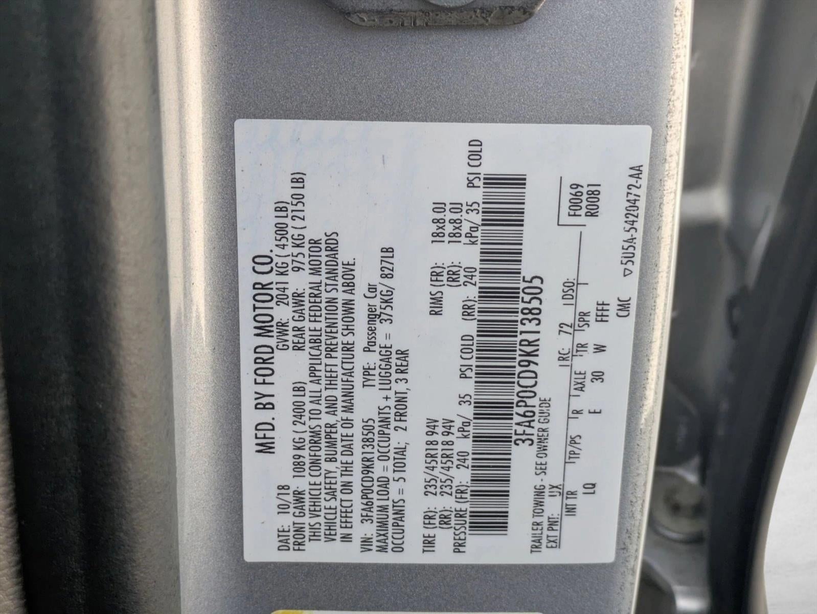 2019 Ford Fusion SEL FWD