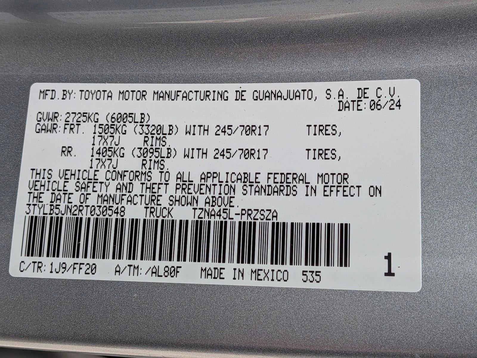 2024 Toyota Tacoma 4WD 4WD SR5 Double Cab 5' Bed AT (GS)