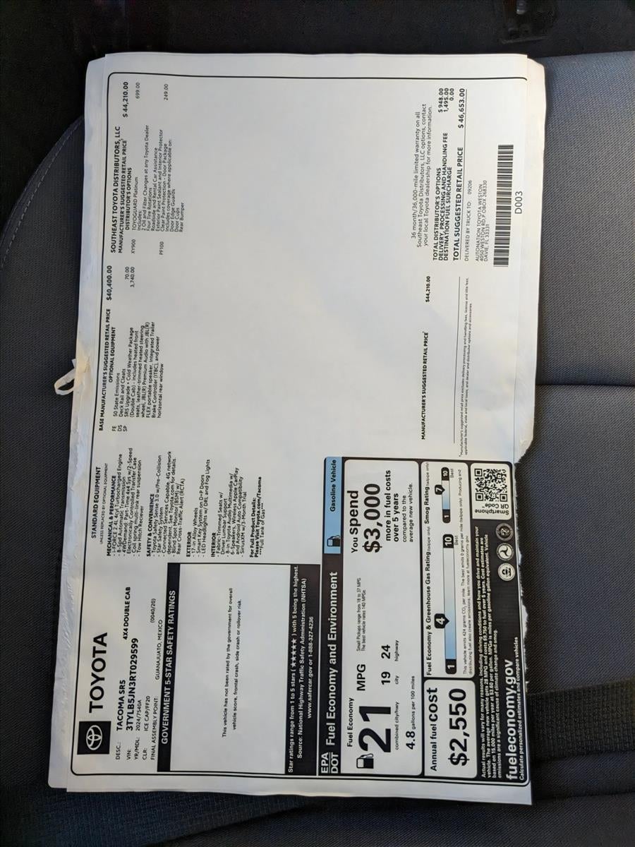 2024 Toyota Tacoma 4WD 4WD SR5 Double Cab 5' Bed AT (GS)