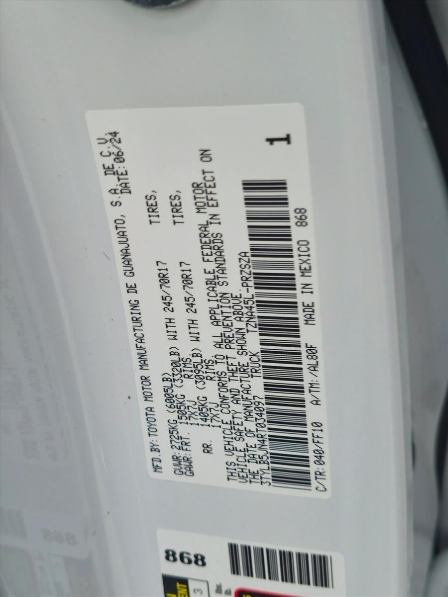 2024 Toyota Tacoma 4WD 4WD SR5 Double Cab 5' Bed AT (Natl)