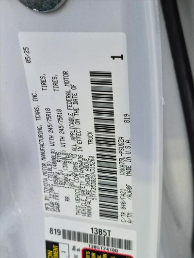 2025 Toyota Tundra 4WD 4WD SR CrewMax 5.5' Bed (Natl)