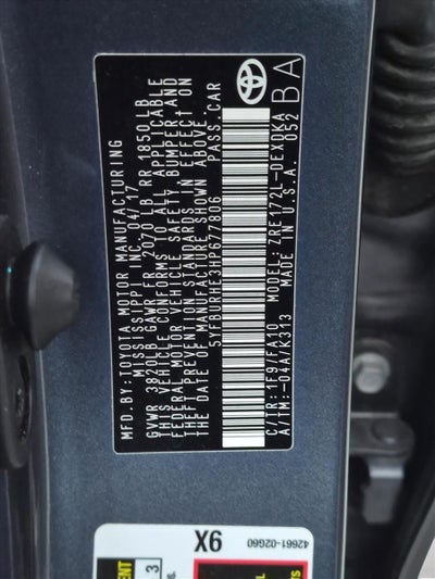 2017 Toyota Corolla L CVT (Natl)