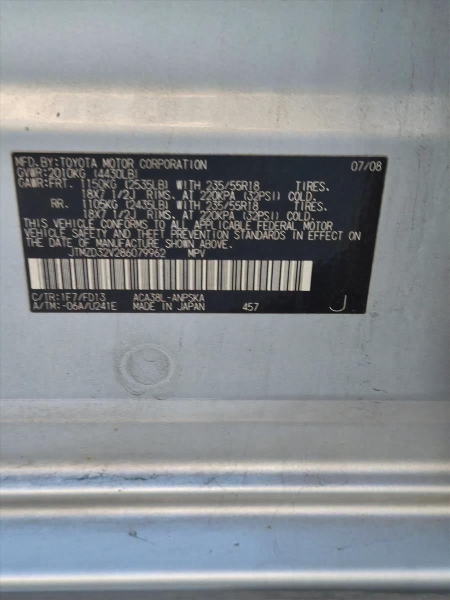 2008 Toyota RAV4 FWD 4dr 4-cyl 4-Spd AT Sport (Natl)