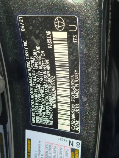 2021 Toyota C-HR XLE FWD (Natl)