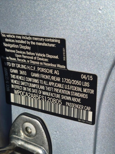 2015 Porsche Boxster 2dr Roadster
