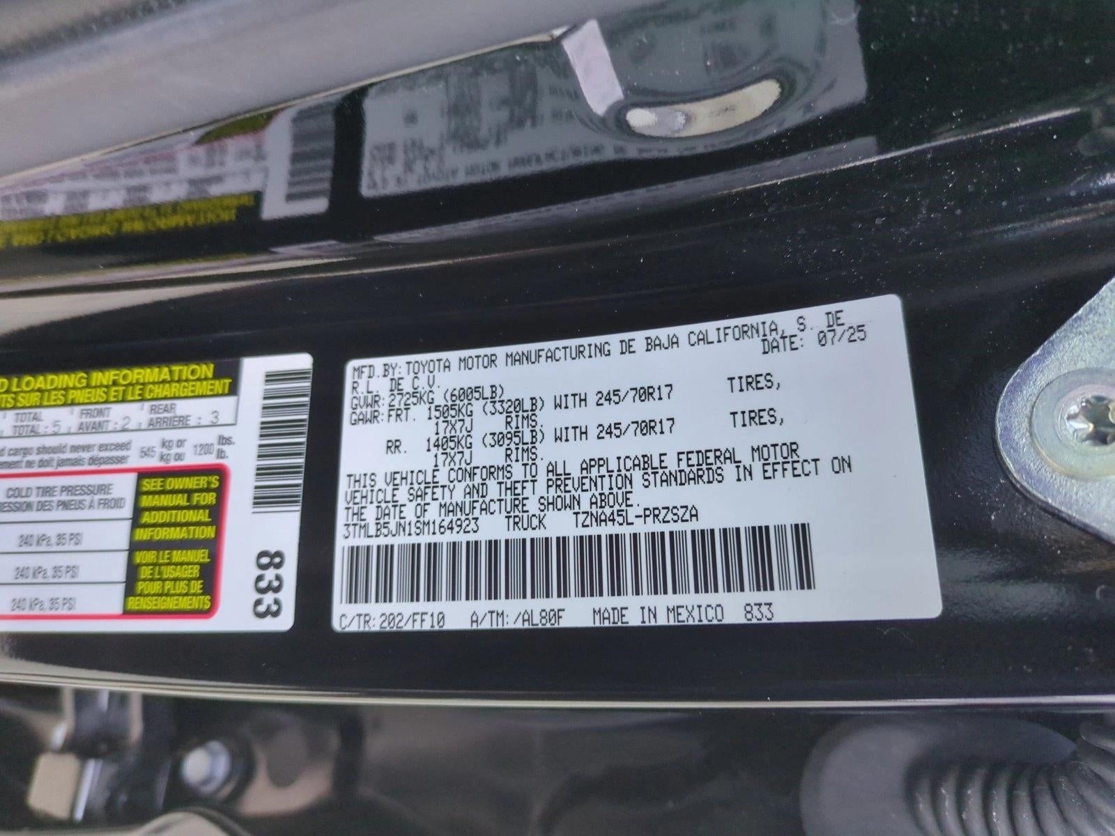 2025 Toyota Tacoma 4WD 4WD SR5 Double Cab 5' Bed AT (GS)