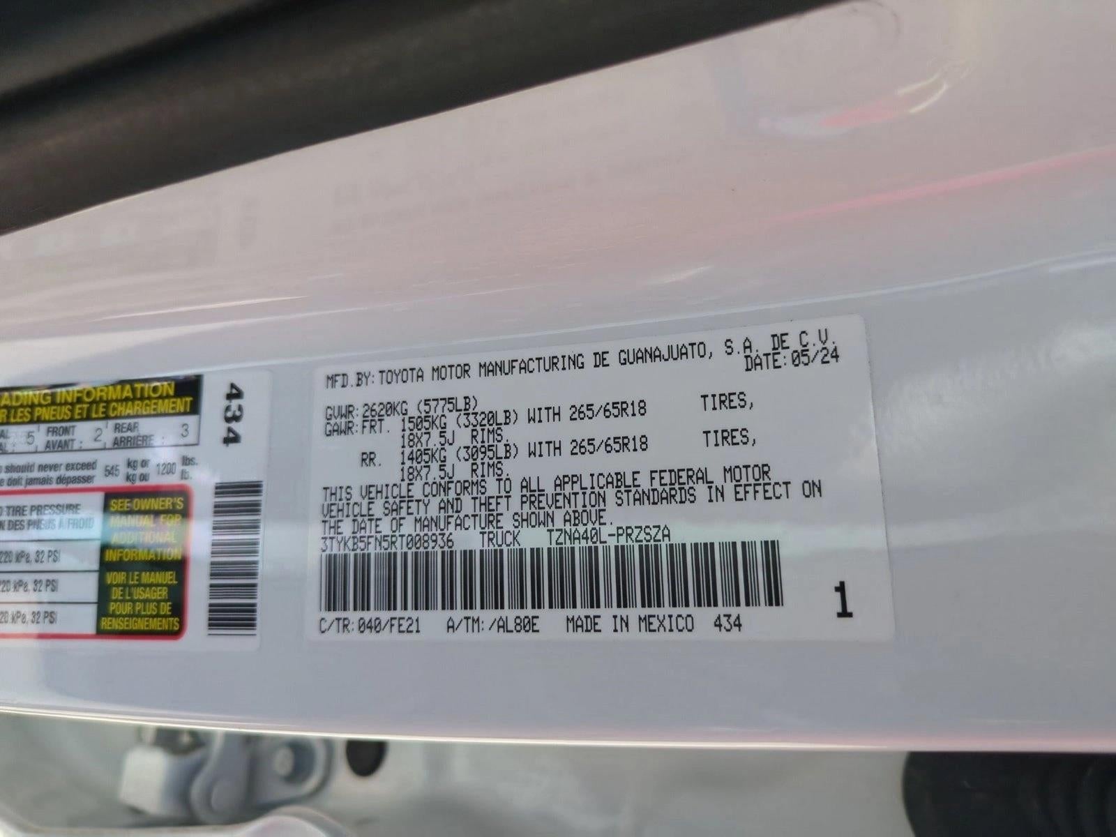2024 Toyota Tacoma 2WD 2WD TRD Sport Double Cab 5' Bed AT (Natl)