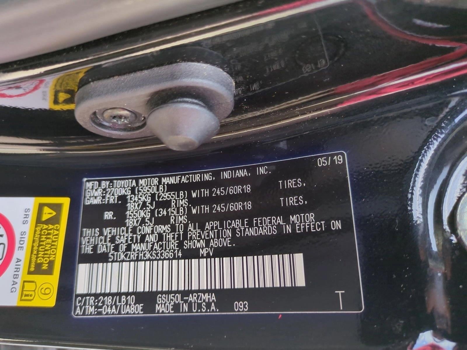 2019 Toyota Highlander XLE V6 FWD (Natl)