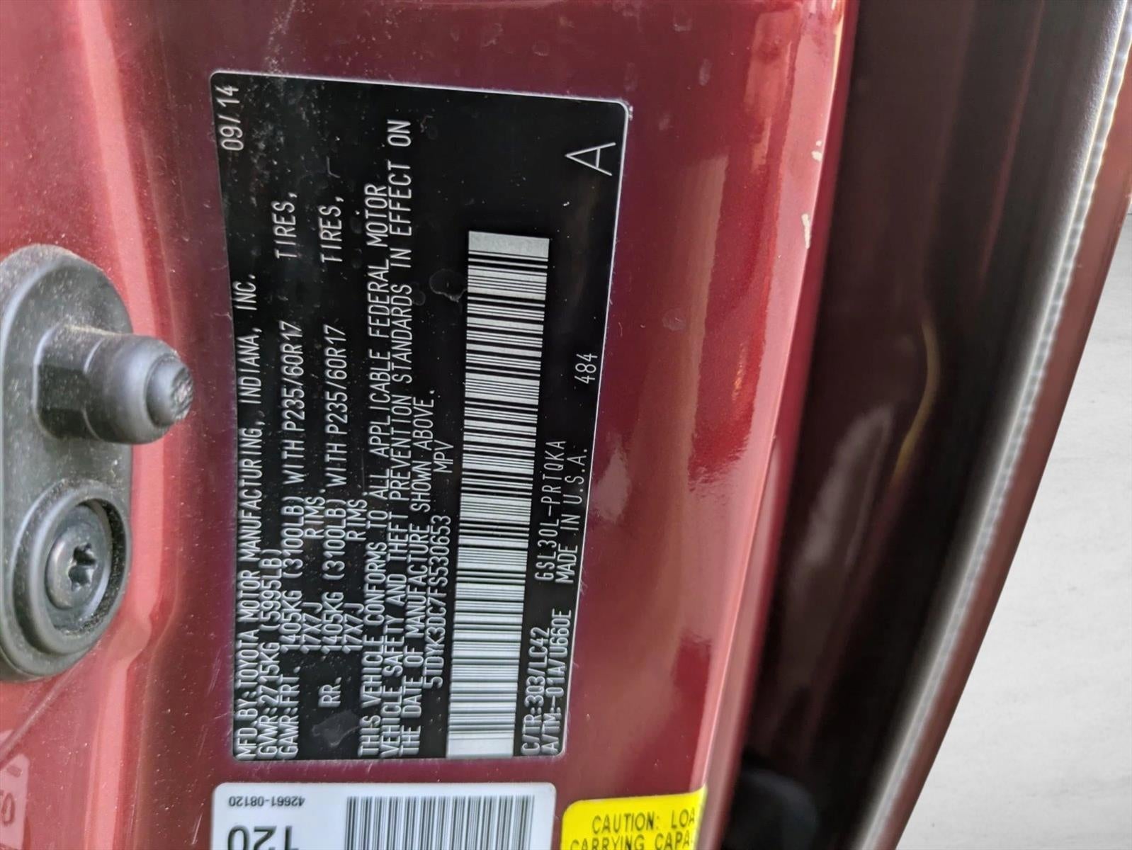 2015 Toyota Sienna 5dr 8-Pass Van XLE FWD (Natl)