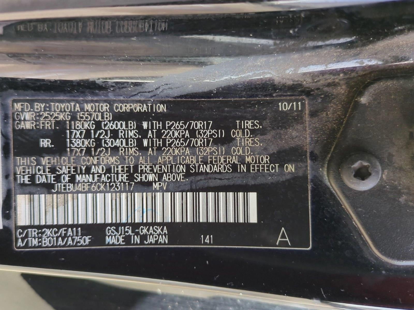 2012 Toyota FJ Cruiser 4WD 4dr Auto (Natl)