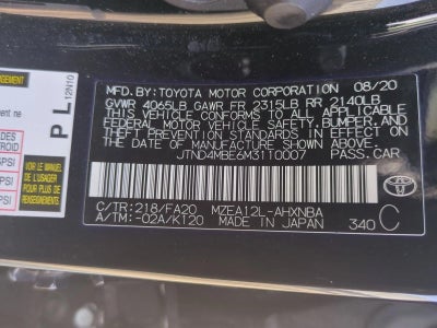 2021 Toyota Corolla Hatchback SE CVT (Natl)