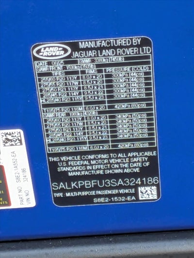 2025 Land Rover Range Rover P400 SE LWB 7 Seat