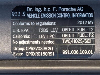 2012 Porsche 911 2dr Cabriolet 991 Carrera S