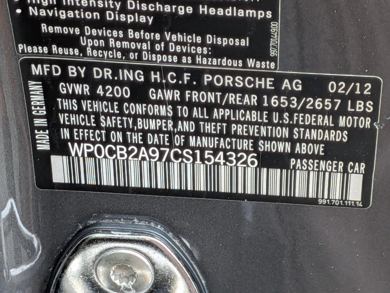 2012 Porsche 911 2dr Cabriolet 991 Carrera S