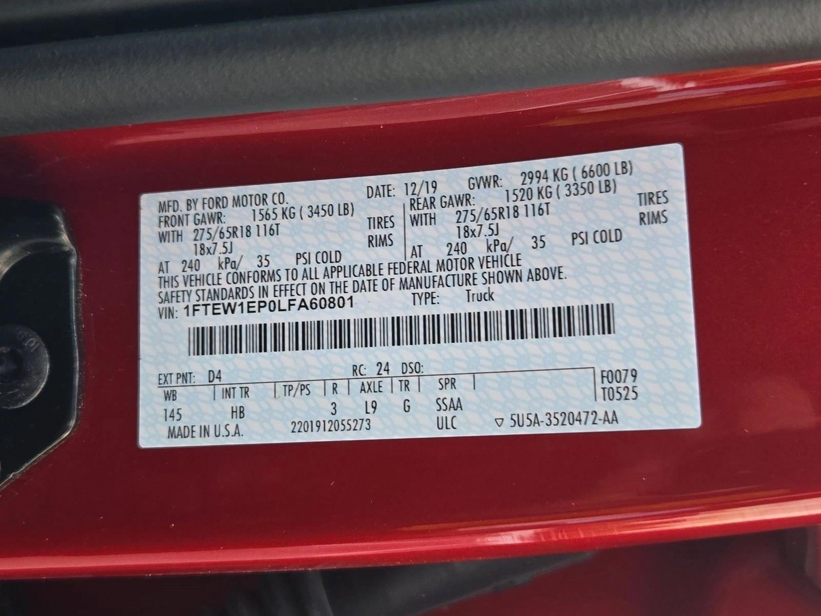 2020 Ford F-150 LARIAT 4WD SuperCrew 5.5' Box