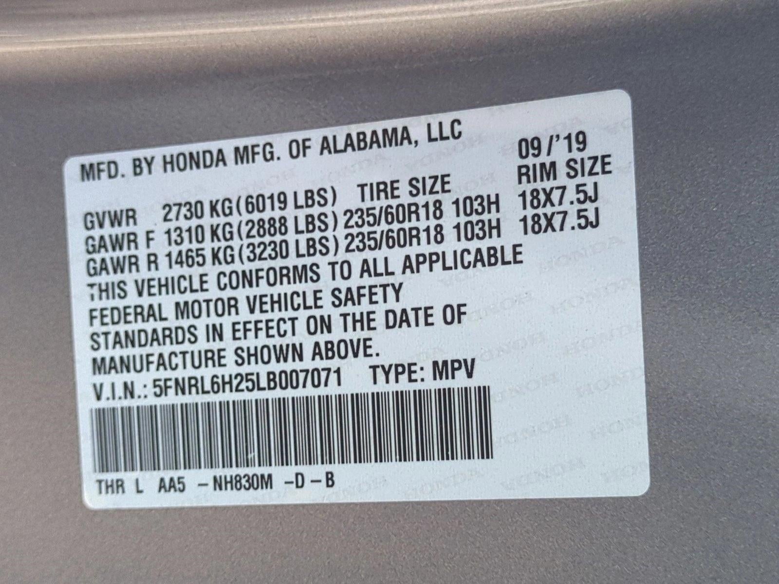 2020 Honda Odyssey LX Auto