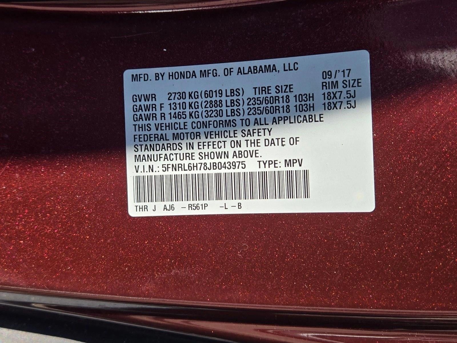 2018 Honda Odyssey EX-L Auto