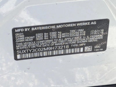 2021 BMW X3 sDrive30i Sports Activity Vehicle