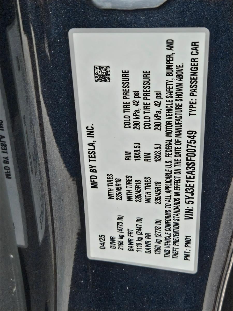 2025 Tesla Model 3 Standard RWD