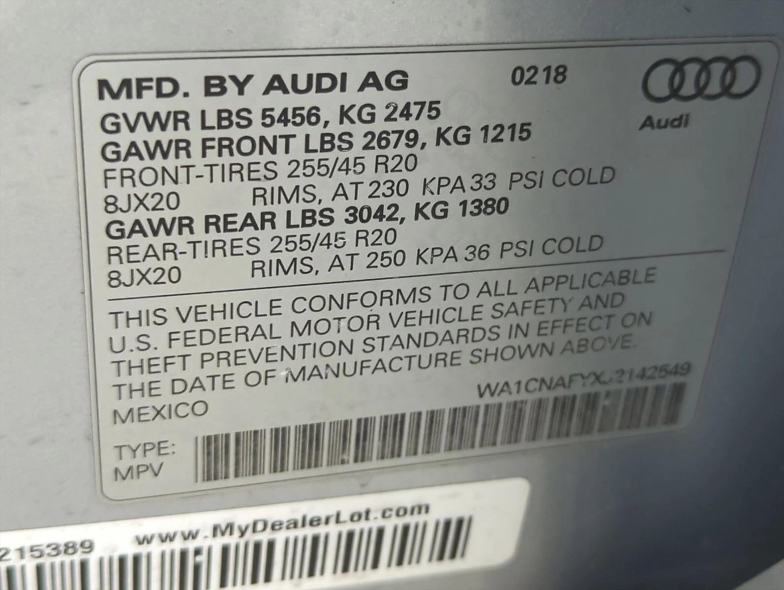 2018 Audi Q5 2.0 TFSI Prestige