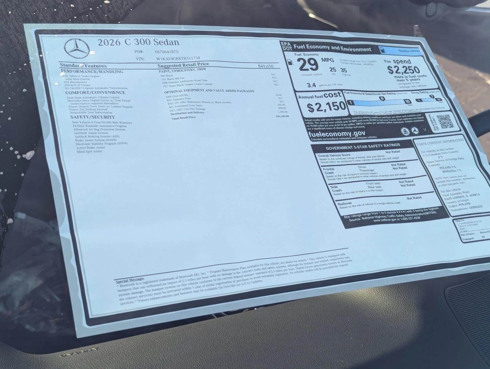 2026 Mercedes-Benz C-Class C 300 Sedan