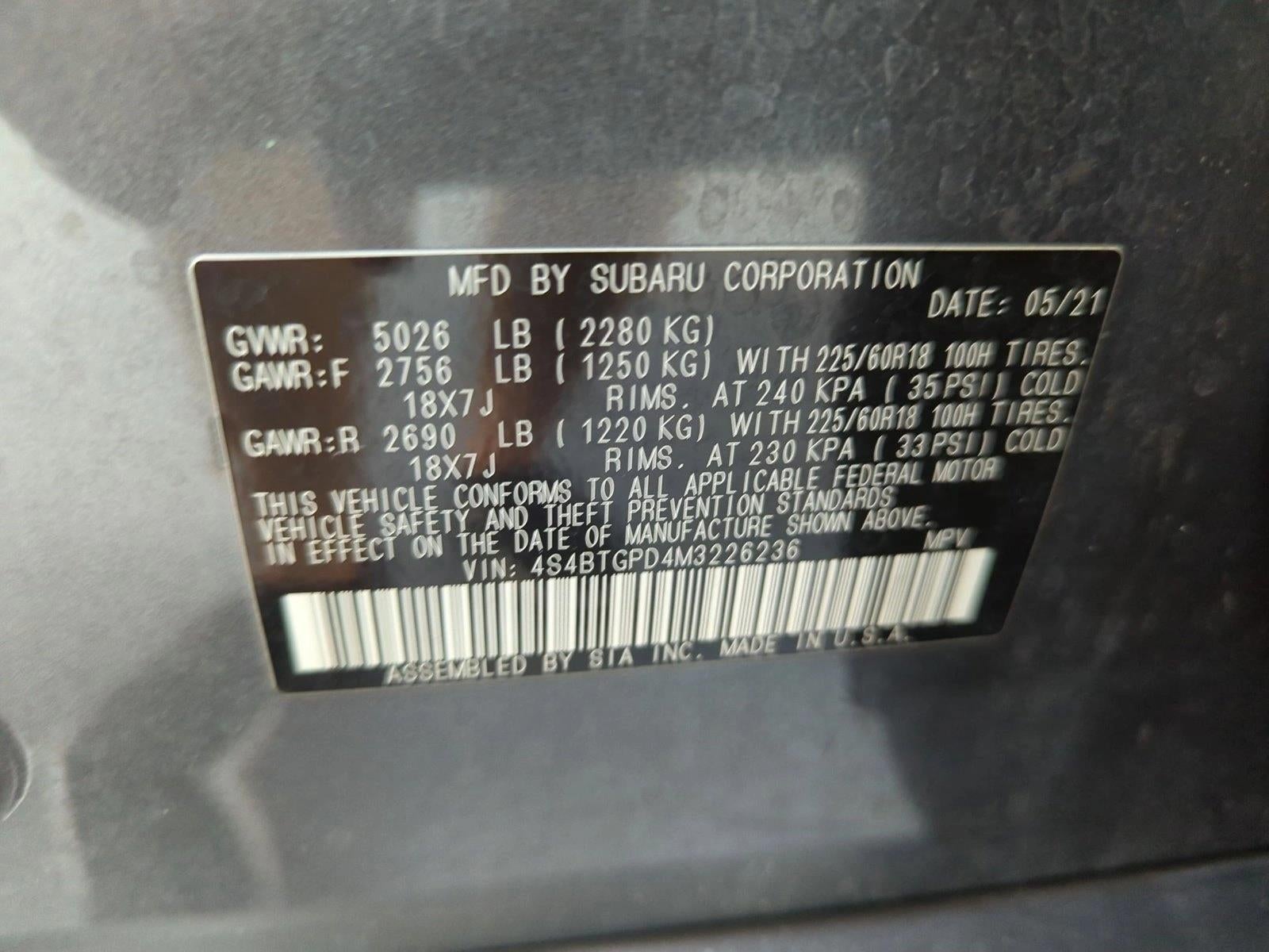 2021 Subaru Outback Touring XT CVT