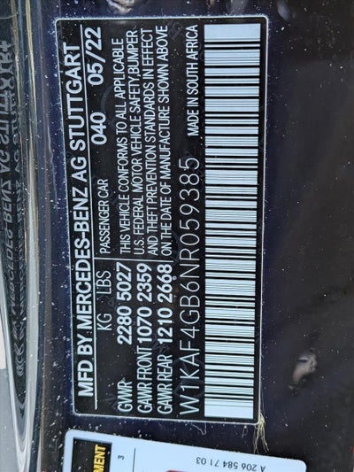 2022 Mercedes-Benz C-Class C 300 Sedan