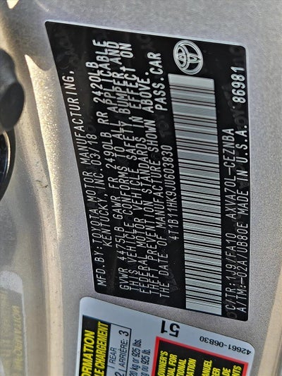 2018 Toyota Camry LE Auto (SE)