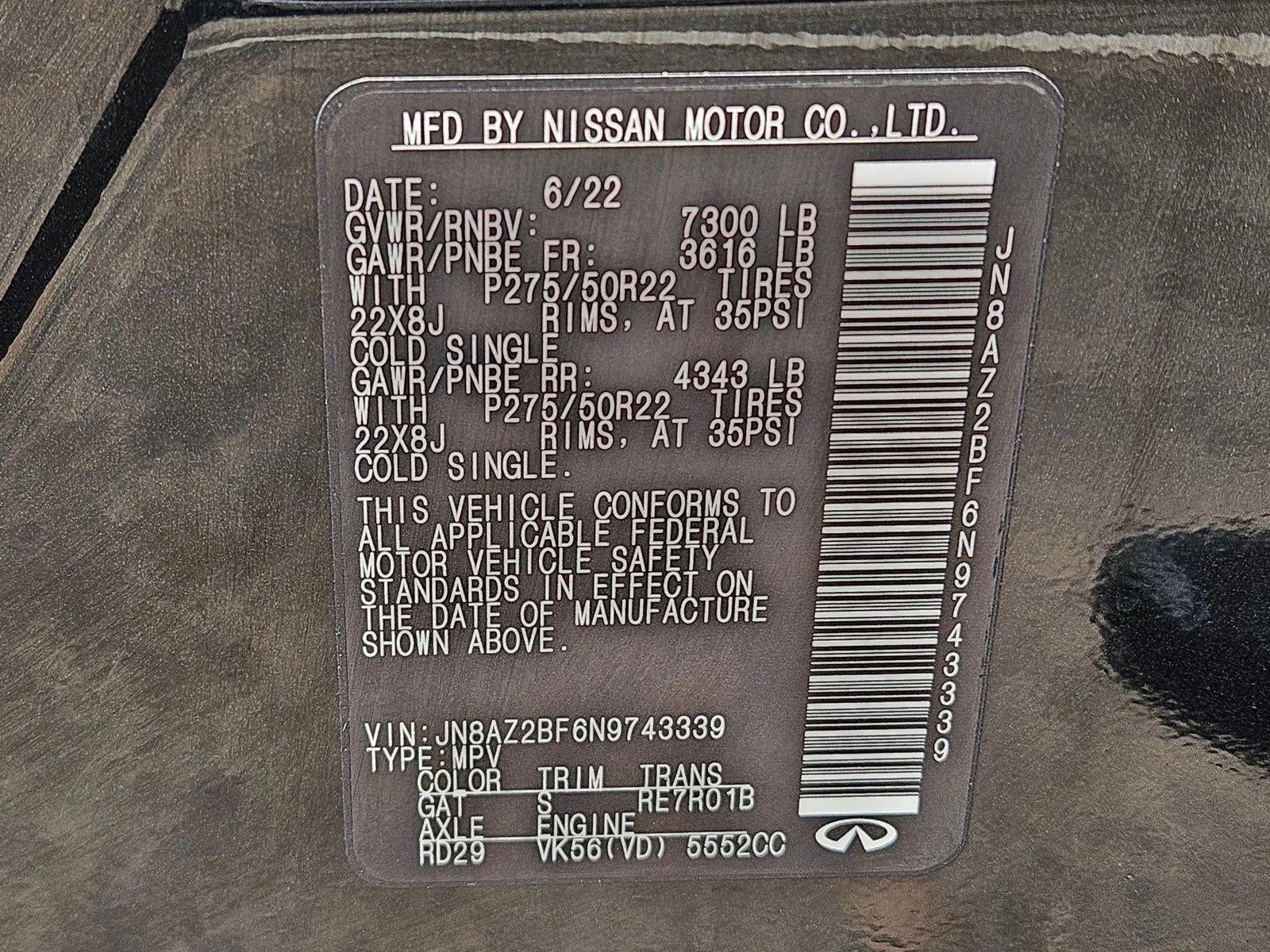 2022 INFINITI QX80 SENSORY RWD