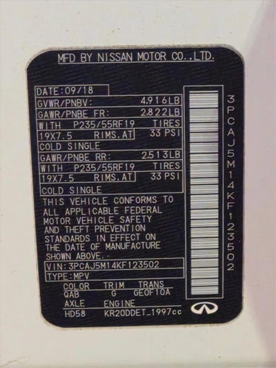 2019 INFINITI QX50 ESSENTIAL FWD