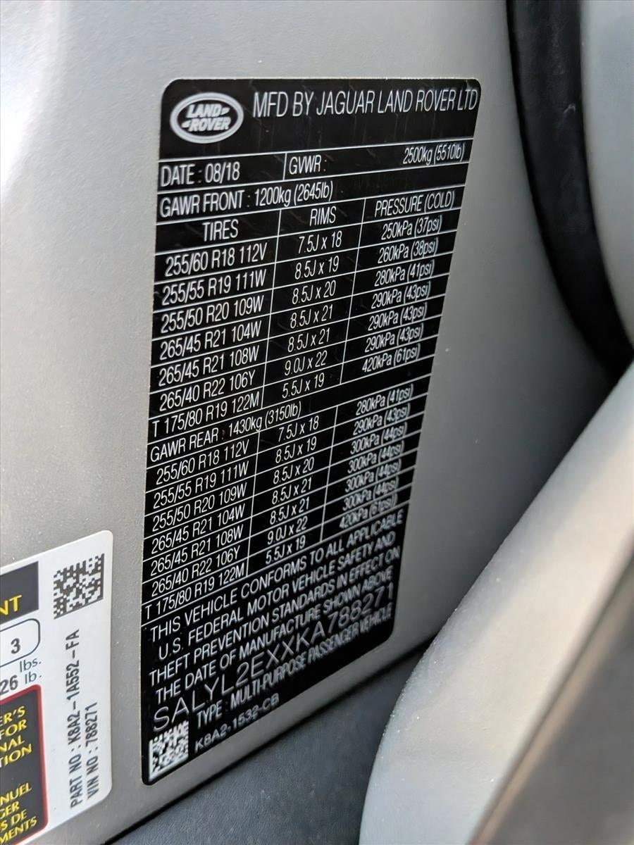 2019 Land Rover Range Rover Velar P250 R-Dynamic SE