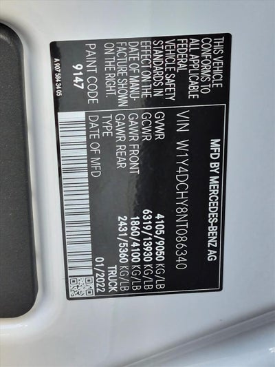 2022 Mercedes-Benz Sprinter Cargo Van 2500 High Roof I4 170" RWD