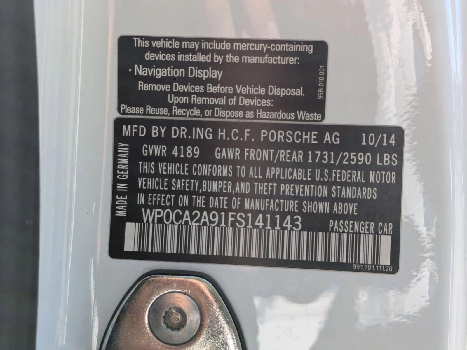 2015 Porsche 911 2dr Cabriolet Carrera 4