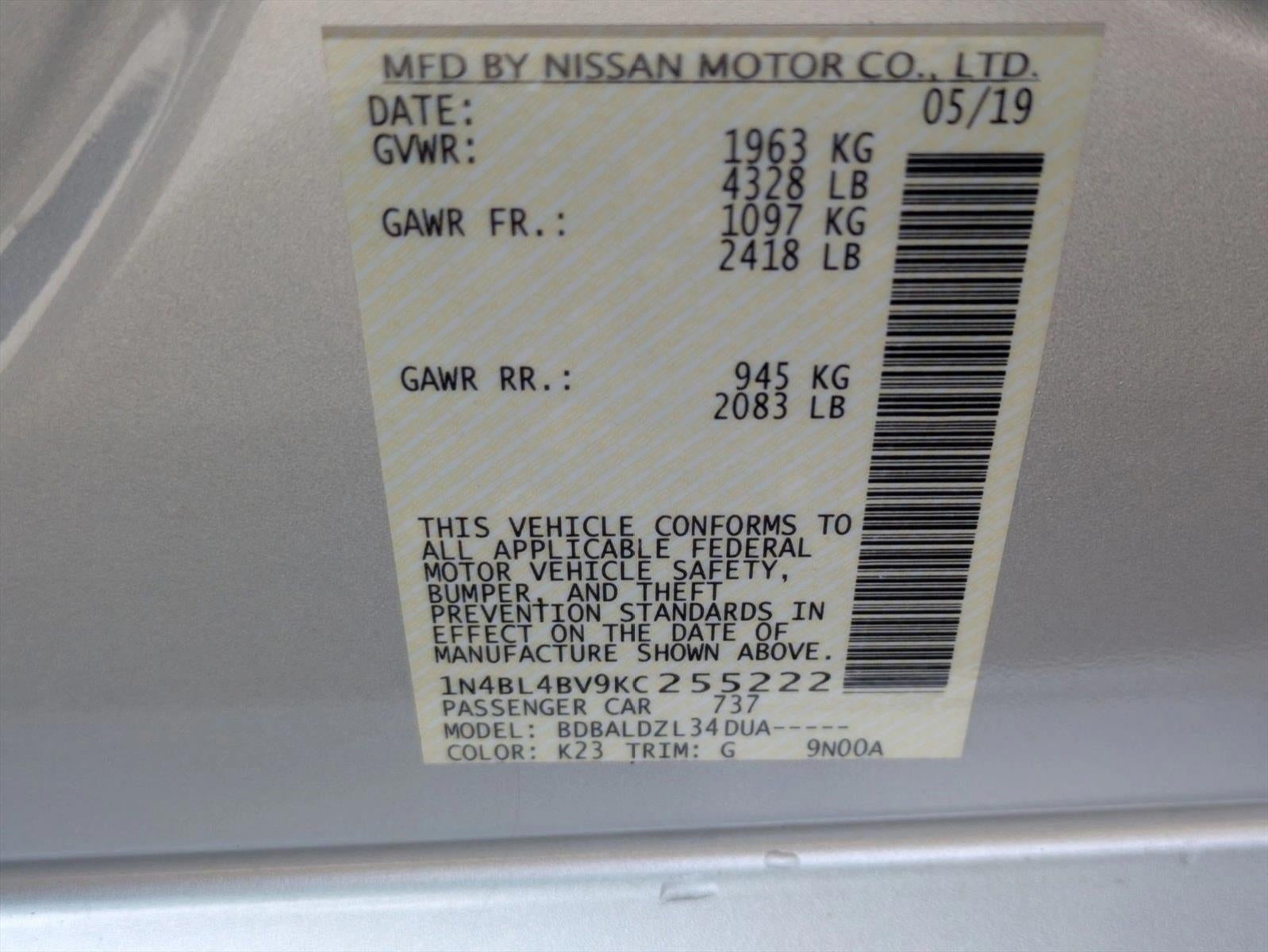 2019 Nissan Altima 2.5 S Sedan