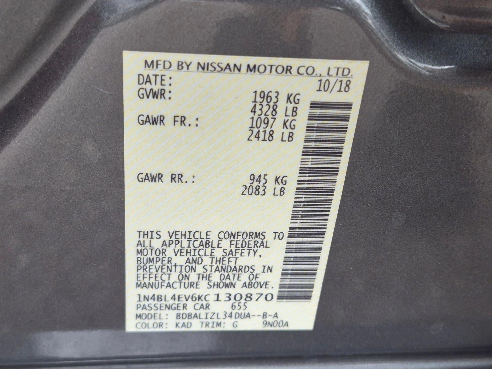 2019 Nissan Altima 2.5 SL Sedan