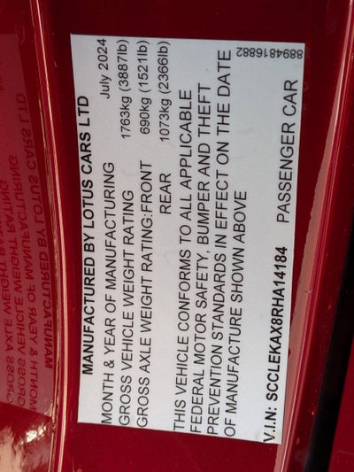 2024 Lotus Emira V6 First Edition Coupe