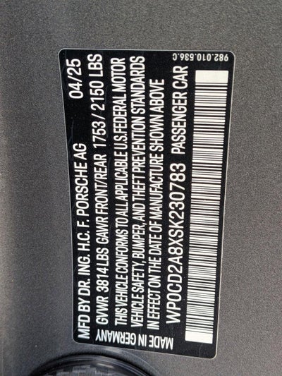 2025 Porsche 718 Boxster GTS 4.0 Roadster