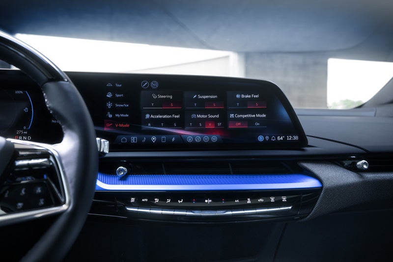 The 2026 OPTIQ-V Display Screen Displaying the V-Mode Settings | AutoNation Cadillac West Palm Beach in West Palm Beach FL
