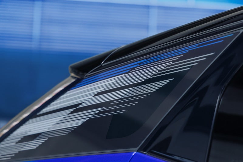 Close-up of the Modern Pattern on the 2026 OPTIQ-V Rear Quarter Glass | AutoNation Cadillac West Palm Beach in West Palm Beach FL