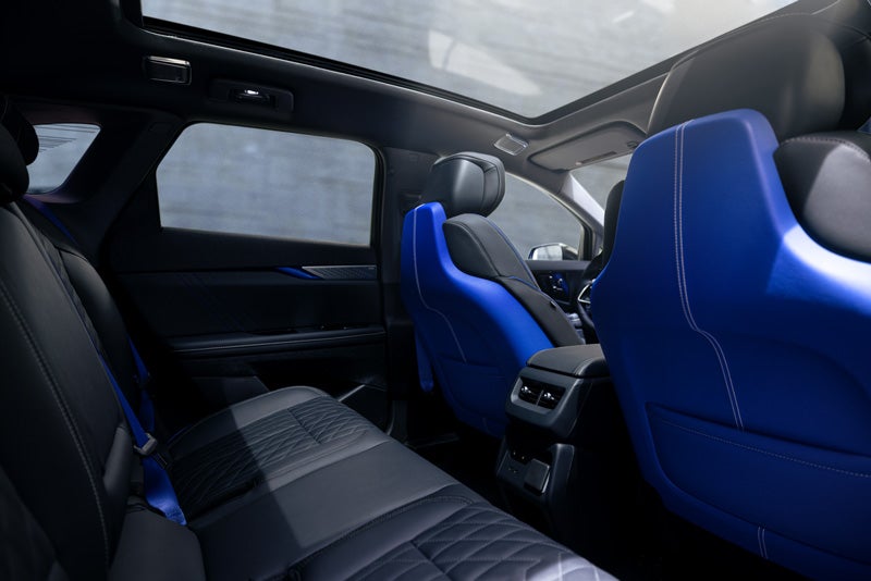 Back Seat View of the 2026 OPTIQ-V Blue Front Seats, Sun Roof, and Interior | AutoNation Cadillac West Palm Beach in West Palm Beach FL
